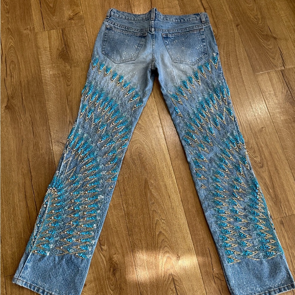 Roberto Cavalli Blue Denim Jeans with real stones limited edition